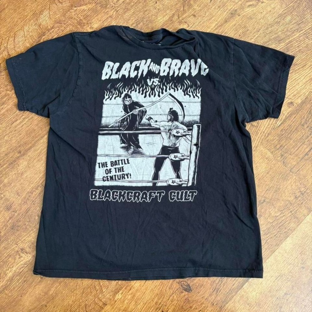 BlackCraft‎ Cult Graphic T-Shirt Faded Black Mens Medium Goth Grunge Emo Y2K